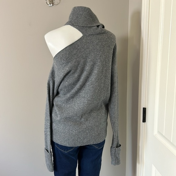 PAIGE Raundi Open Shoulder Sweater Long Sleeve Heather Grey Relaxed Fit Wool XS - Picture 9 of 15